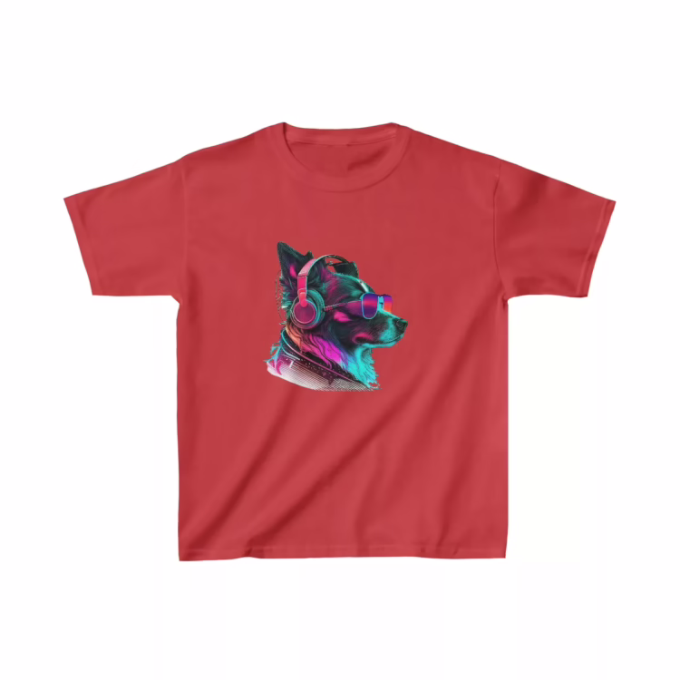 Unisex Dog Neon Face Kids T-Shirt