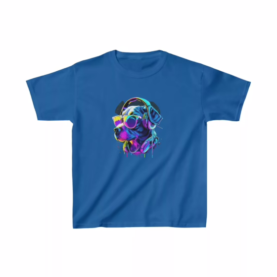 Neon Paint Dog Profile with Glasses Kids T-Shirt
