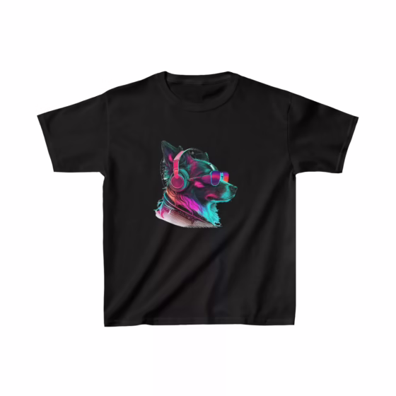 Unisex Dog Neon Face Kids T-Shirt