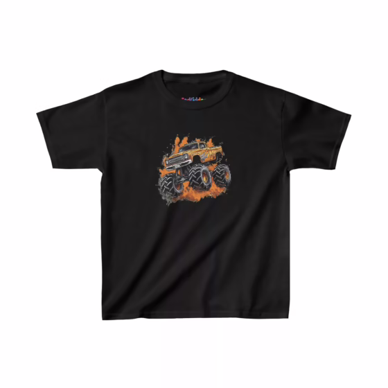 Boy Yellow Monster Truck Illustration Kid T-Shirt