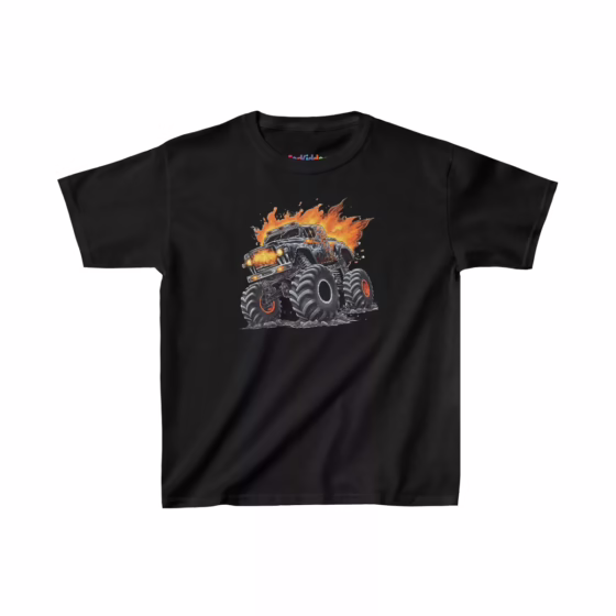 Boy Black Monster Truck Illustration Kid T-Shirt