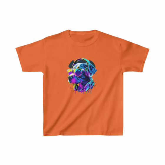 Neon Paint Dog Profile with Glasses Kids T-Shirt