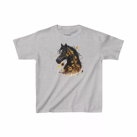Girl Magical Horse with Flowers Kids T-Shirt