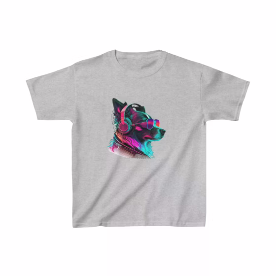 Unisex Dog Neon Face Kids T-Shirt