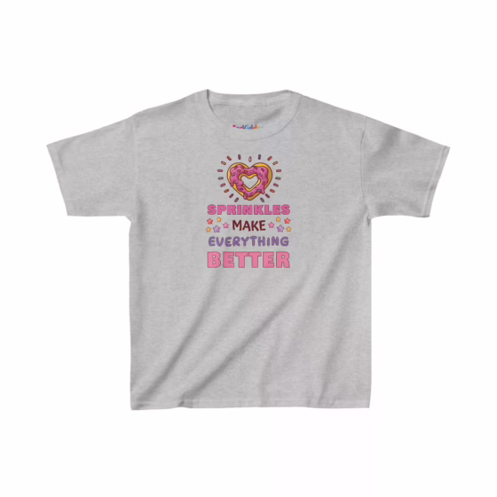 Girls Heart Shaped Doughnut with Sprinkles Kids T-Shirt