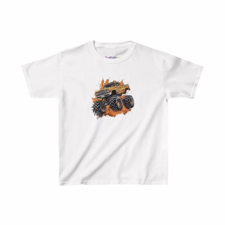 Boy Yellow Monster Truck Illustration Kid T-Shirt