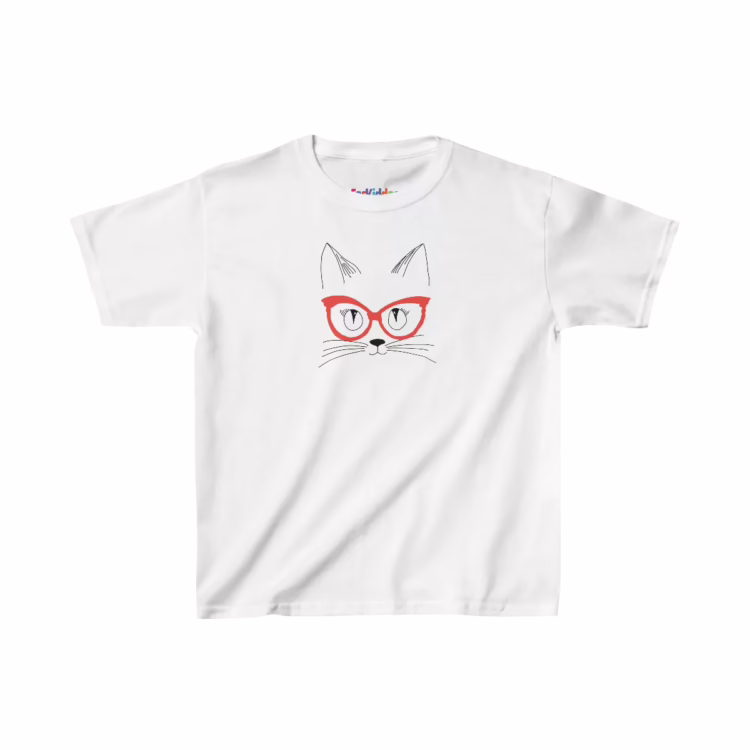 Cute Cat with Glasses Girl T-Shirt