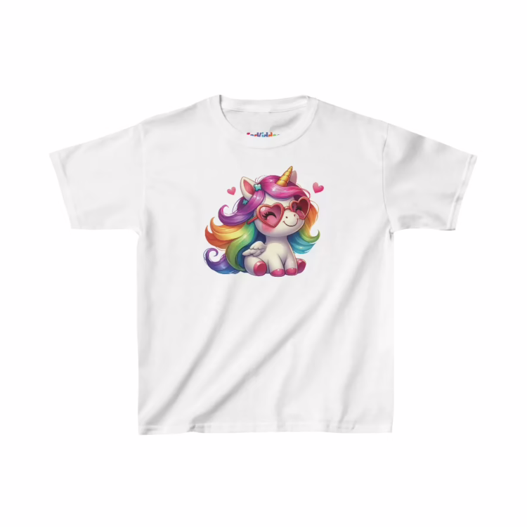 Lovely Girls Unicorn with Sunglasses Kids T-Shirt