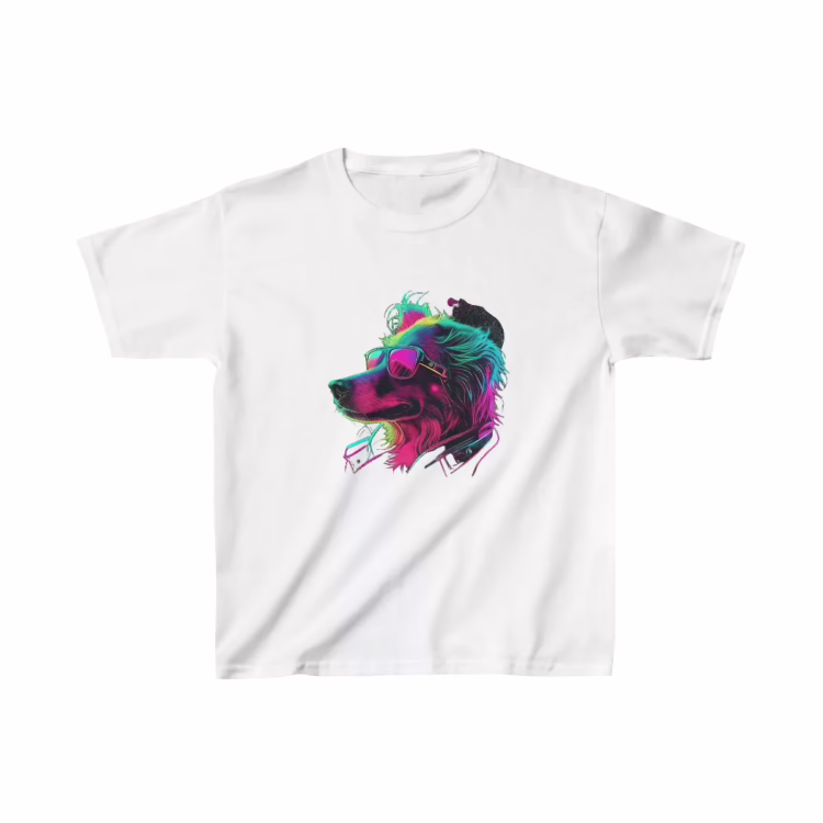 Unisex Neon Colors Dog Profile Kids T-Shirt