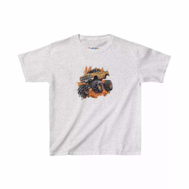 Boy Yellow Monster Truck Illustration Kid T-Shirt