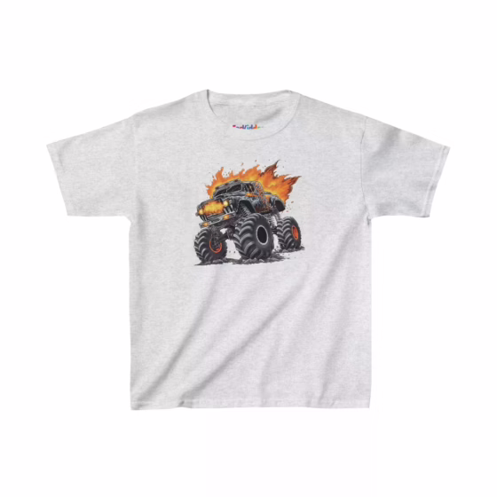 Boy Black Monster Truck Illustration Kid T-Shirt