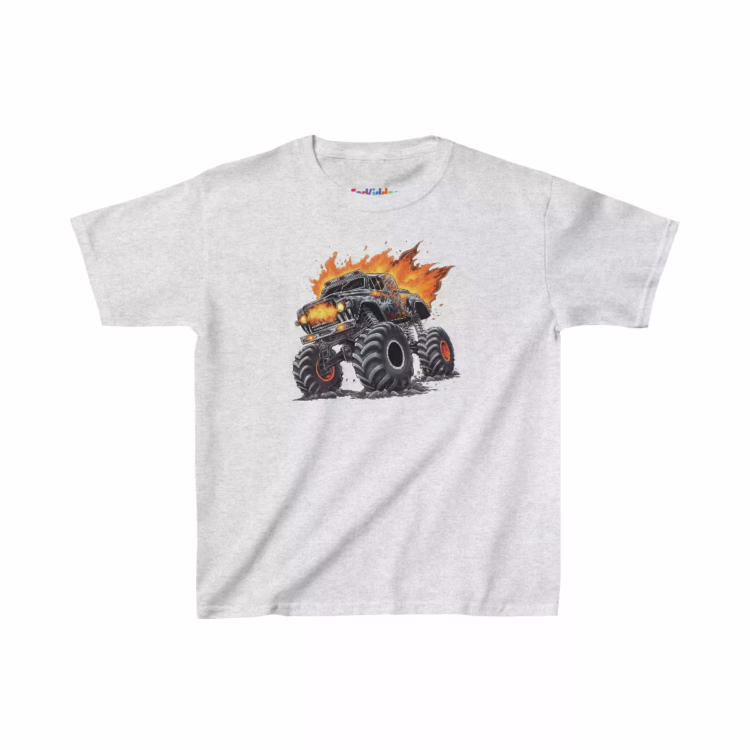 Boy Black Monster Truck Illustration Kid T-Shirt