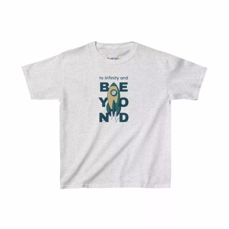 Boys To Infinity and Beyond Rocket Illustration Quote Kid T-Shirt