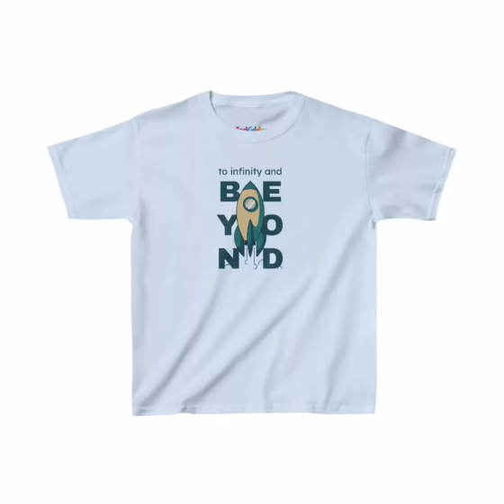 Boys To Infinity and Beyond Rocket Illustration Quote Kid T-Shirt
