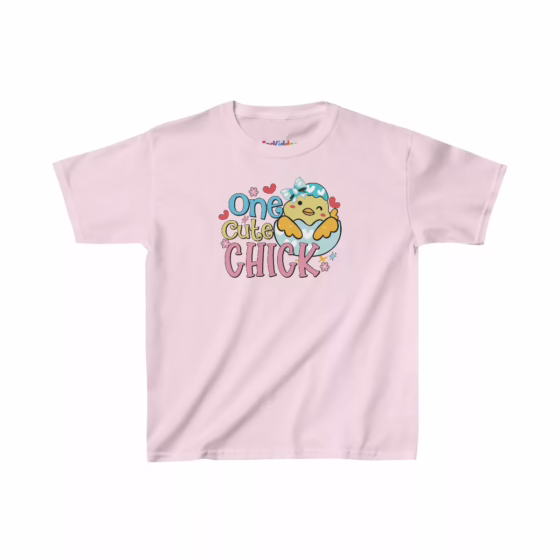 Girls One Cute Chick Easter Illustration Kid T-Shirt Pink