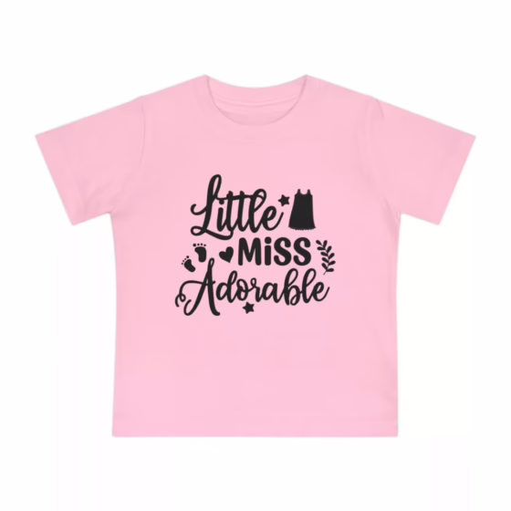 Girls Little Miss Adorable Baby Short Sleeve T-Shirt Pink