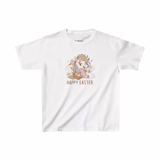 Girls Happy Easter Unicorn Illustration Kid T-Shirt