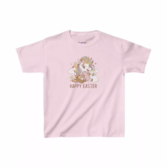 Girls Happy Easter Unicorn Illustration Kid T-Shirt