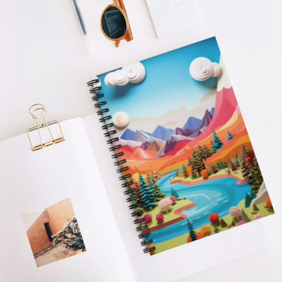 Colorful AI Generated Landscape Spiral Notebook - Ruled Line