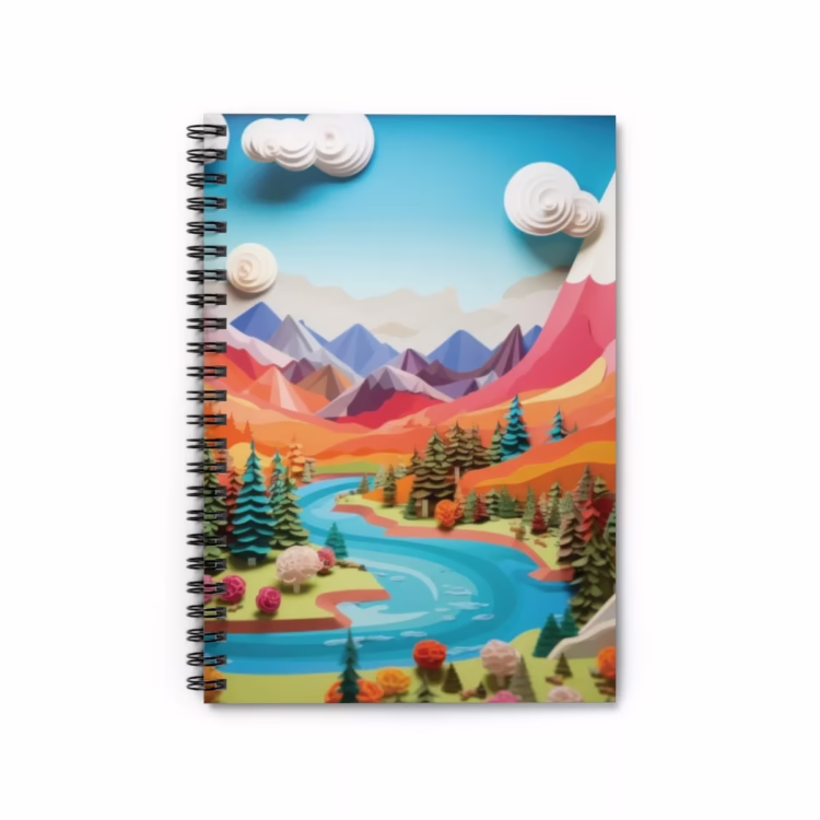 Colorful AI Generated Landscape Spiral Notebook - Ruled Line