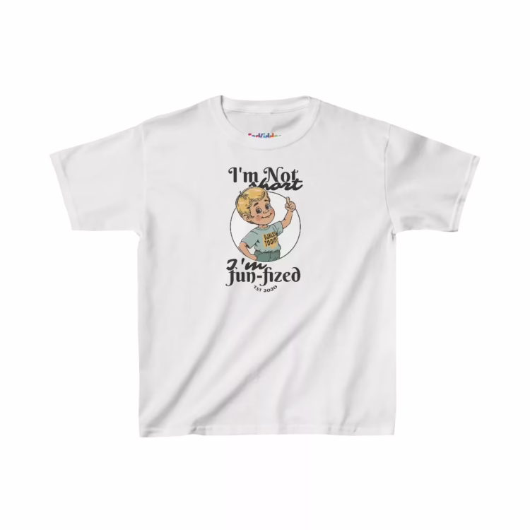 Boys I Am Not Short, I Am Fun Size Quote with Illustration Kid T-Shirt