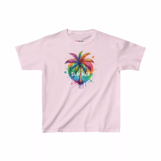 Girl Palm Tree Colorful Illustration Kid T-Shirt