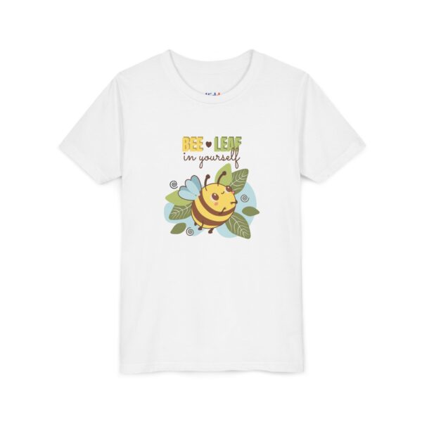 forkiddos "bee leaf in yourself" encouraging girls' t shirt