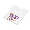 forkiddos "never give up" inspiring girls' t shirt