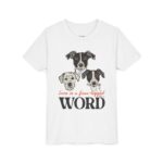 forkiddos "love is a four legged word" dog lover's t shirt