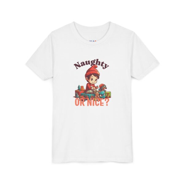 naughty or nice? festive christmas kids' t shirt